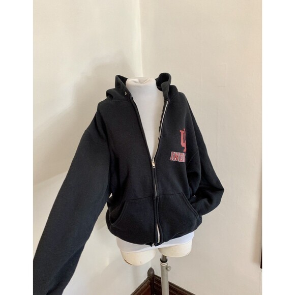 VTG 2000s y2k Russell Indiana Univ IU Hoosier Sweatshirt Hoodie Blk Zip Cotton l - Picture 14 of 16